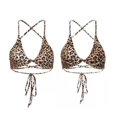 UNBDNS Sexy Leopard Print Bodycon Backless Crisscross Strappy Tube Cami Top for Women Summer Bikini