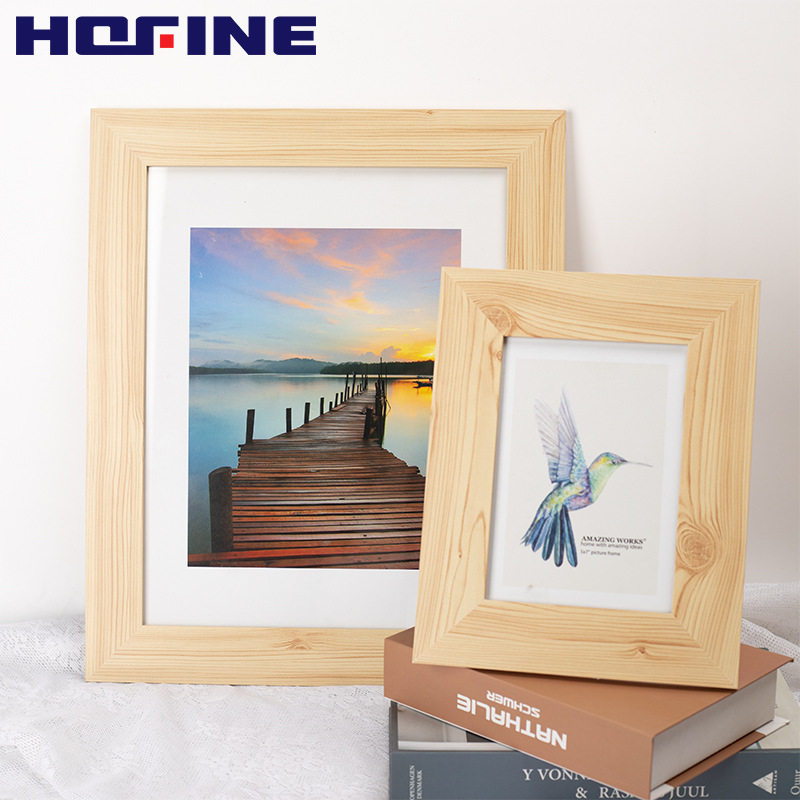 Mdf Covered Wood Veneer Wood Color Simple Wooden Photo Frame Table Wholesale Creative Framed Photo Wall Hanging Picture Frame Thin Frame