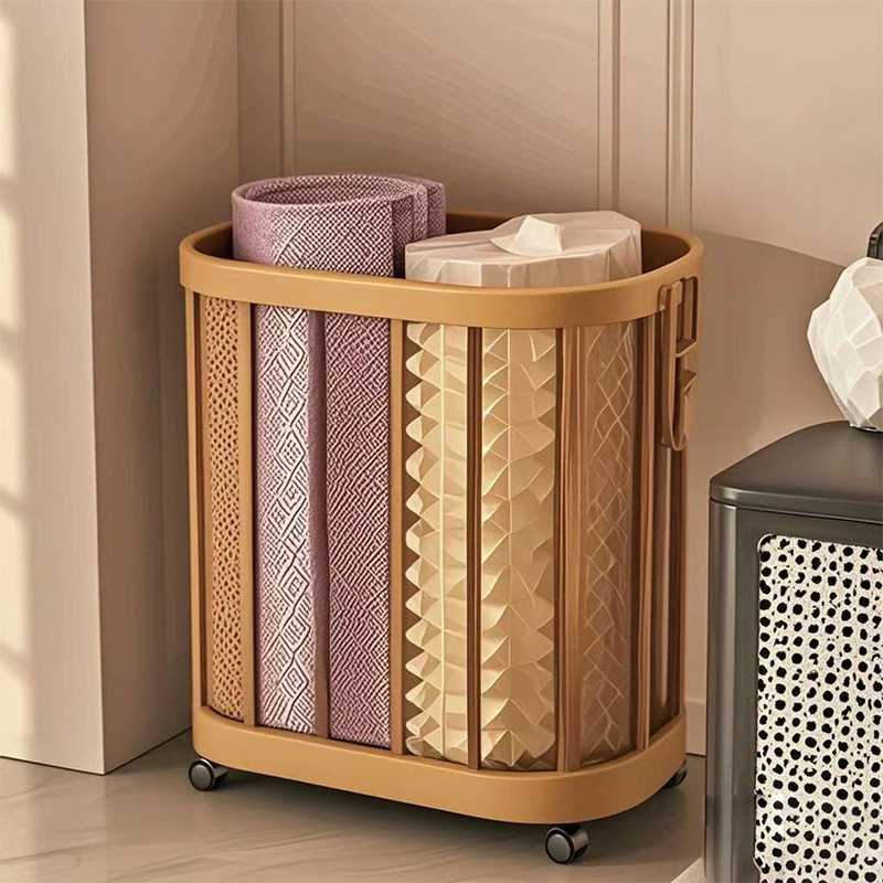 Yoga Mat Storage Basket with Wheels, Home Fitness Equipment Storage Box, Basketball Sports Tool Storage Rack