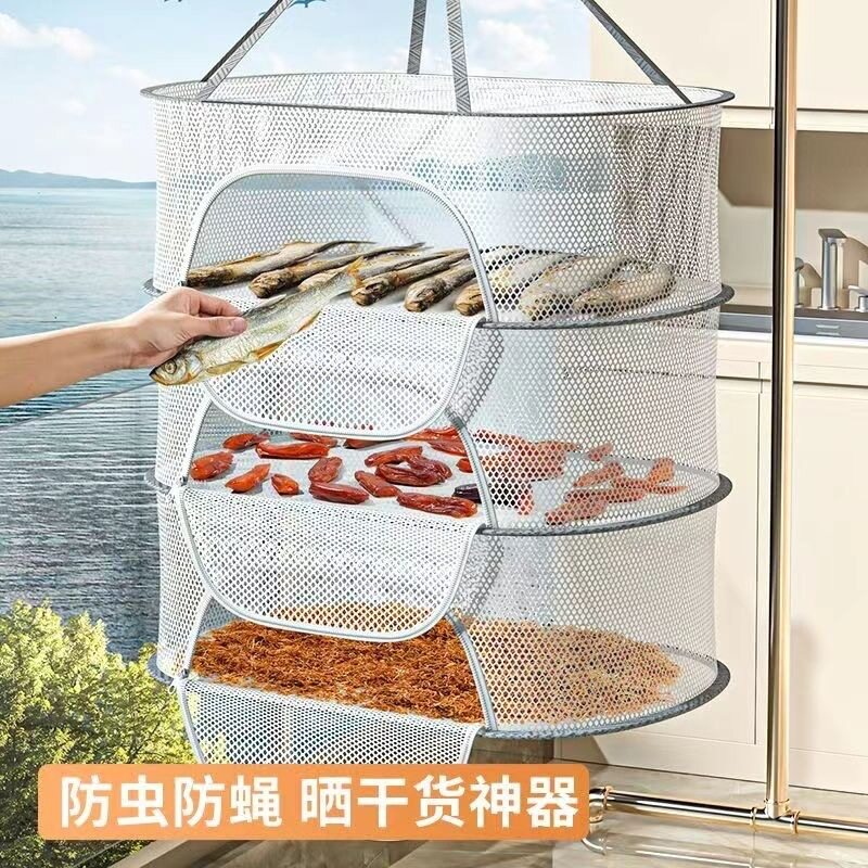 Drying Rack for Home Use on Balcony to Dry Fish, Vegetables, Sweet Potatoes, and Radishes; Includes Fly-Proof Net for Drying Items