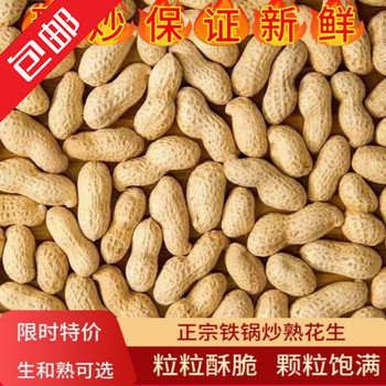Free Shipping Original Farm-Style Iron Pan Roasted Peanuts with Shells, Raw and Cooked Peanuts with Shells, Firewood Roasted Peanuts, Freshly Roasted and Sold in Bulk