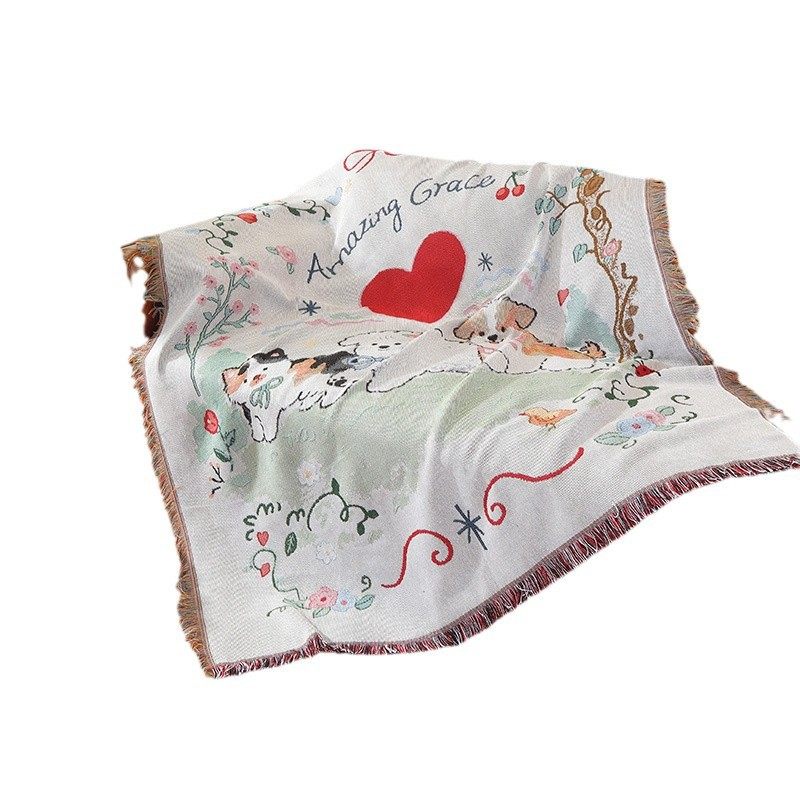 Foreign Trade Custom Pattern Light Luxury Jacquard Tapestries Cotton Blanket Sofa Towel Office Nap Cover Blanket High-end Gift Blanket