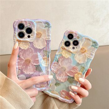Foreign Trade Blue Light Twisting Flower Case Suitable for iPhone 17 Pro Max, Apple 16 Pro, Blue Light 15/14/13