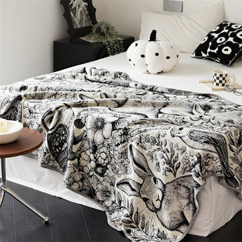 Nordic Style Retro Rabbit Velvet Yarn Knitted Blanket Home All-match Soft Bed End Blanket Office Sofa Lunch Break Blanket Blanket Blanket