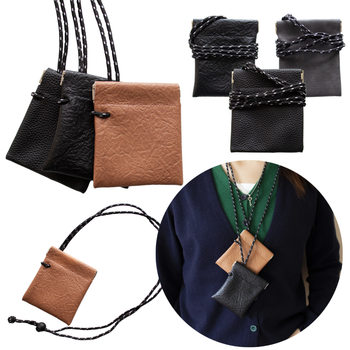 Men's and Women's Hanging Neck Earphone Key Bag Coin Small Storage Wallet Leather Card Holder Novelty Mini Coin Purse Cross-Border