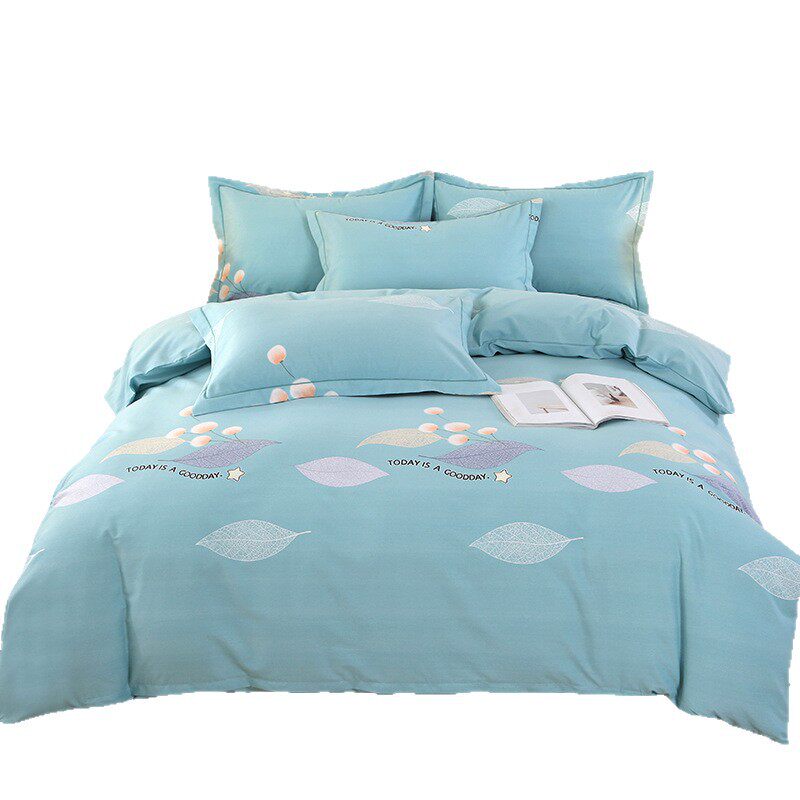 2025 New Upgraded Cotton Brushed Four-Piece Set Jet Pure Cotton Thickeneded Bed Bed Sheets Quilt Cover Ins Style Super Soft 4-Piece Set