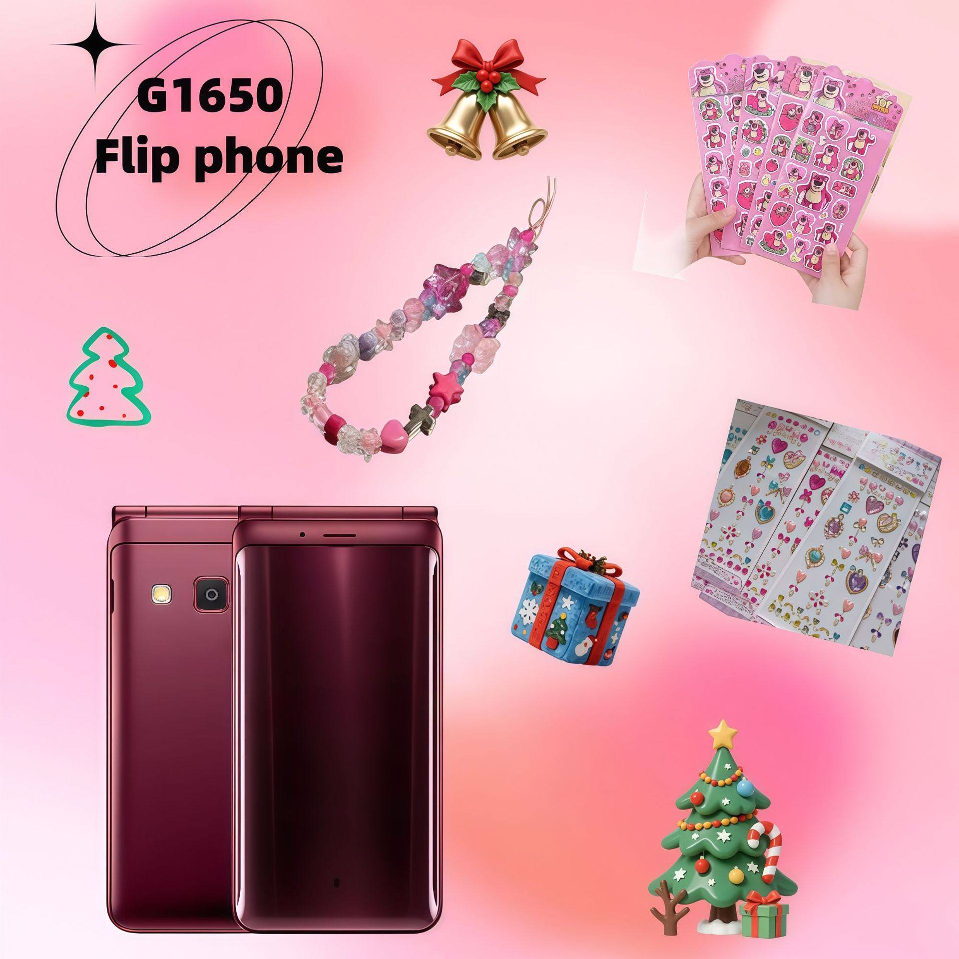 跨境外贸 G1650 智能手机大声大字翻盖按键老人机安卓外贸SMG手机