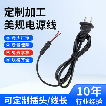 U.S. gauge power cord various specifications wire plug hot melt glue gun power cord two-pin plug custom pure copper AC wire