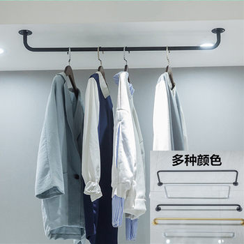 Clothes Drying Rod Clothes Hanging Rod Balcony Punched Top-Mounted Fixed Double Rod Home Wall Side-Mounted Cool Clothes Drying Rack Rod Gold