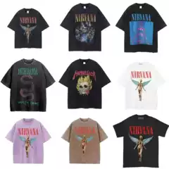 Nirvana Band Rock Nirvana Cobain Cobain Old Washed Retro Batik Loose T-Shirt
