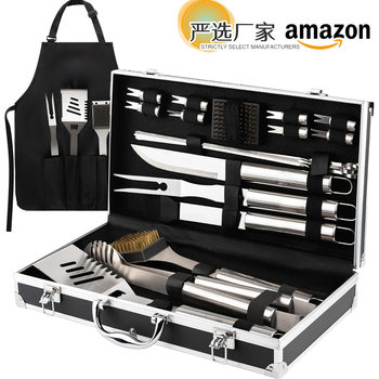Cross-Border Barbecue 21-Piece Bbq Grill Set American-Style Set Aluminum Box Tools Camping Barbecue