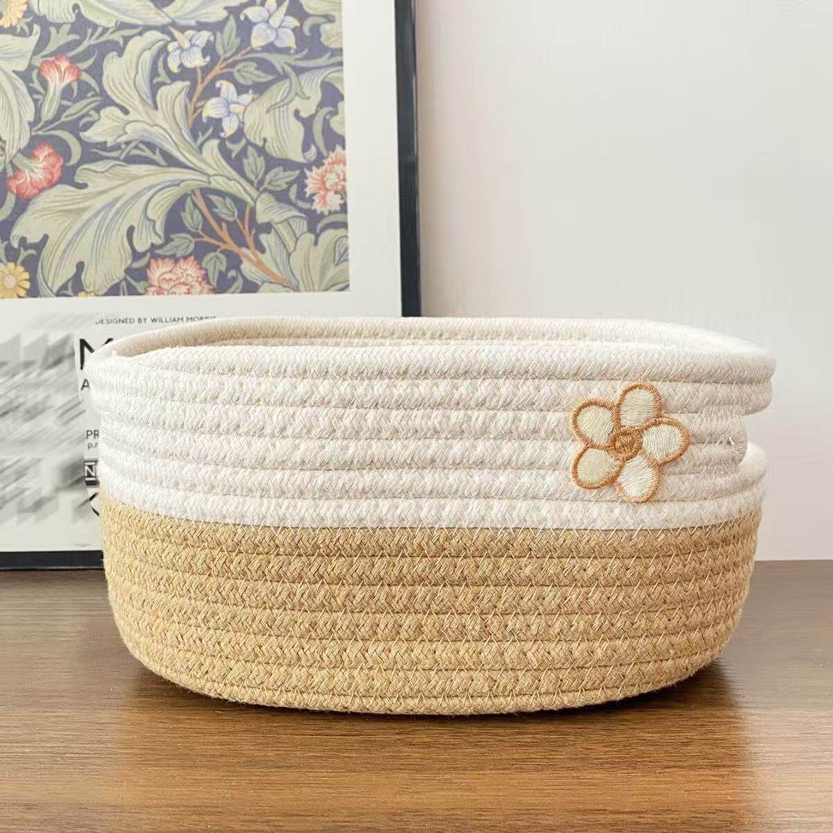 Woven Storage Basket Snacks Headphones Cosmetics Storage Desk Coffee Table Storage