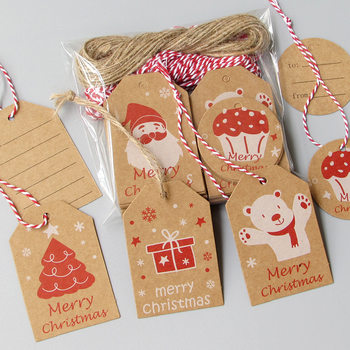 Cross-Border Christmas Kraft Paper Hang Tags Cartoon with String Hang Tags Holiday Party Gift Message Cards Handwritten Labels