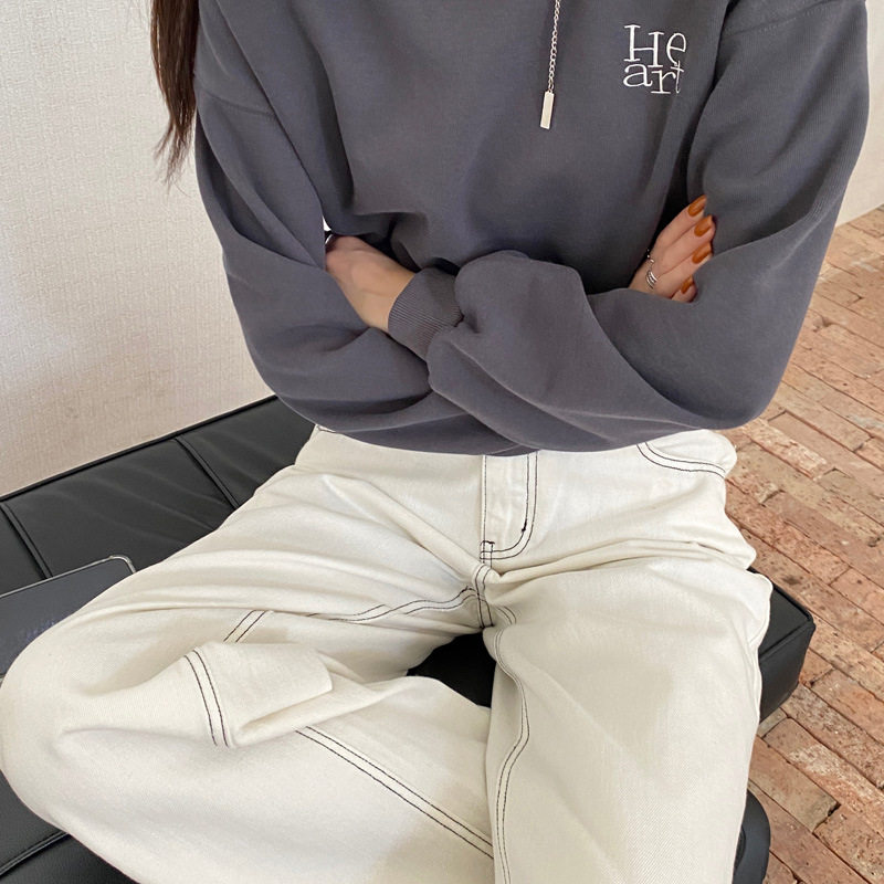 High Waisted White Denim Jeans for Women Vintage American Style Loose Fit Straight Leg Casual Spring and Autumn Wear