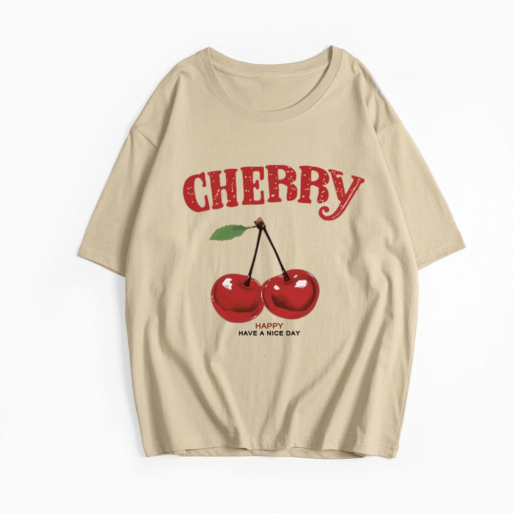 Womens Cotton T Shirt Loose Fit Round Neck Letter Print Summer Casual Wear Wholesale Available