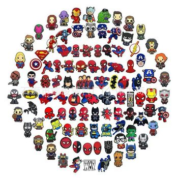 New Marvel Iron Man Spiderman Superman PVC soft glue hole shoes flower shoe buckle Batman cross-border new