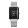 womage mesh strap couple watch fashionable simple style rectangular dial silver mesh bag men's and women's watch
