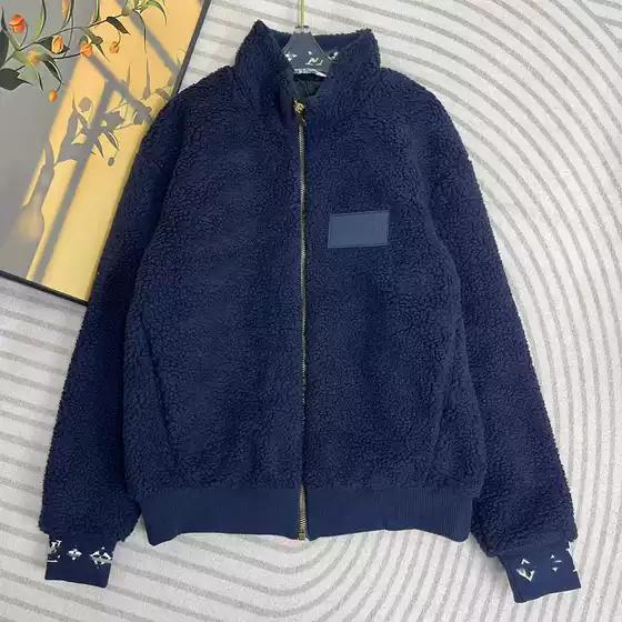 26Fw European and American Style Autumn and Winter New Letter Jacquard Cuff Velvet Teddy Waist-Cinching Jacket Fashionable Unisex Coat