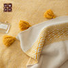 European Elegant Tassel Half Velvet Knitted Throw Blanket Office Lunch Blanket Sofa Bedroom Bed Blanket Word Wool Blanket