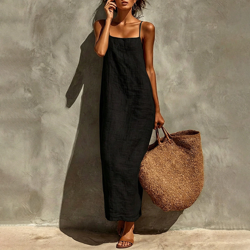 Summer Maxi Dress for Women Solid Color Casual Style Comfortable Fit Perfect for Vacation and Relaxation Wholesale