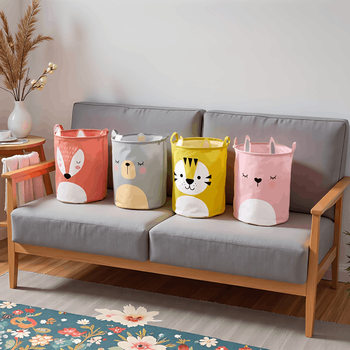 Foldable Cartoon Animal Dirty Clothes Basket Clothes Storage Basket Large Capacity Fabric Household Laundry Basket Toy Storage Bucket