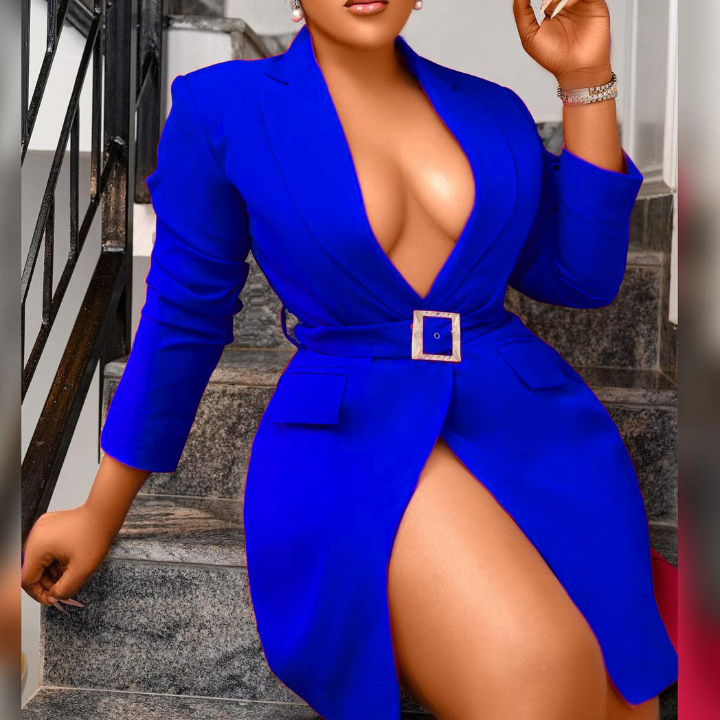 Bodycon Business Suit Dress Elegant Design Plus Size Long Sleeve Lapel Collar Spring and Autumn Wear Wholesale