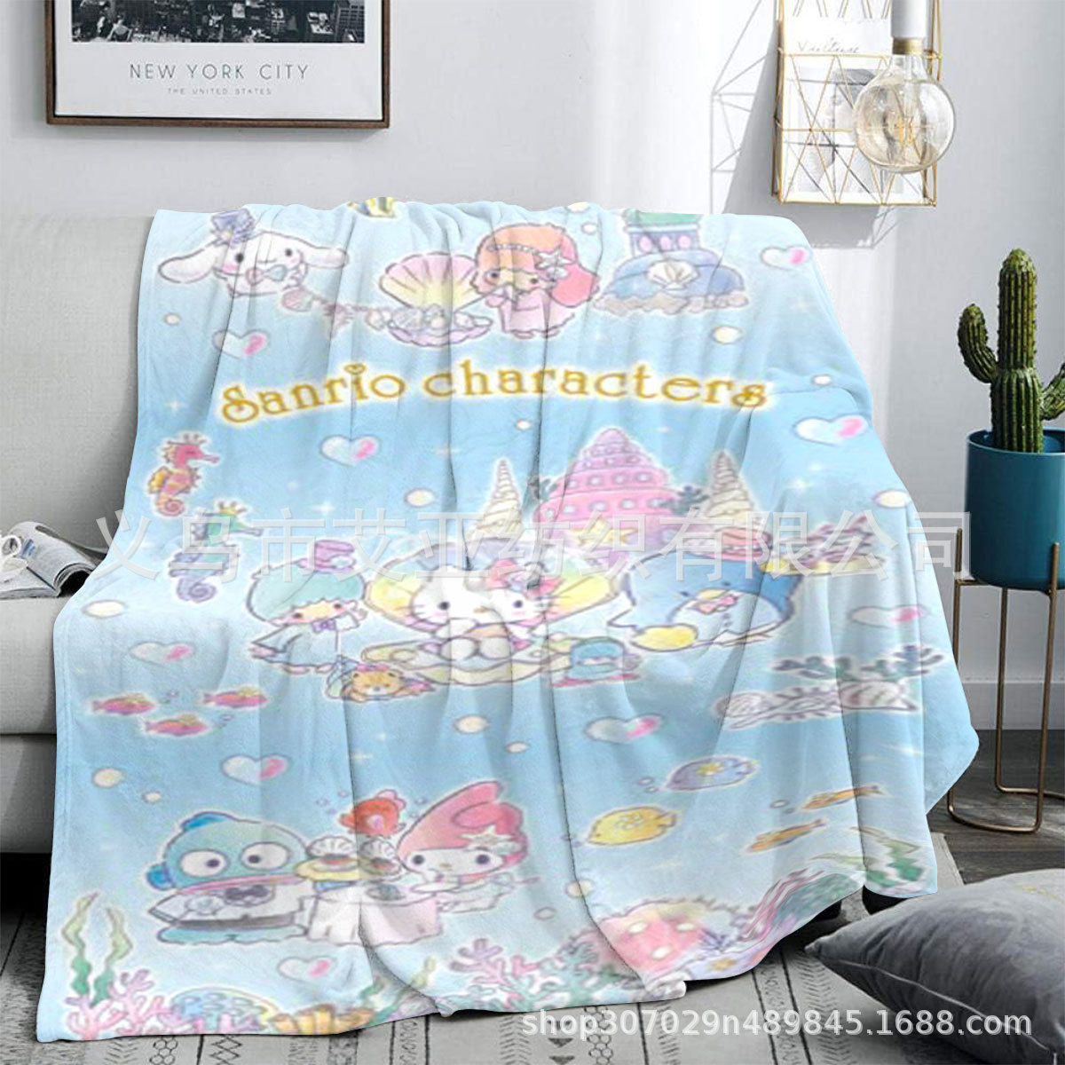 Cross-Border Cartoon Children's Sanrio Flannel Blanket Digital Printing Blanket Four-Season Air-Conditioning Blanket Lunch Break Blanket