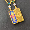 Longhu Mountain 1*3 Small Thangka Taoist Hand-Painted Pendant Gold-Painted Core Necklace God of Wealth Wenchang Dijun and Harmony Pendant