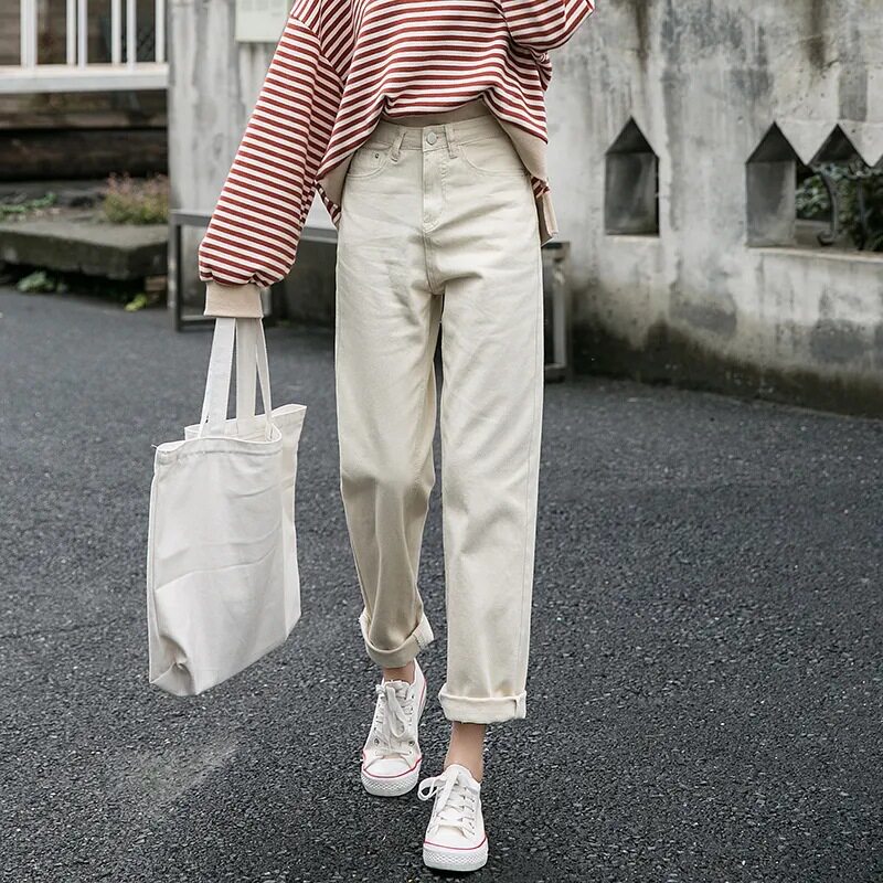 Womens High Waisted Loose Fit Jeans Spring Fall Style Versatile Dad Pants Casual Wide Leg Design Wholesale Available