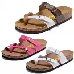 2024 German Birkenstock 805 Cork Leather Beach Sandals Birkenstock Open-Toe Outdoor Sandals Women's Flat Sandals