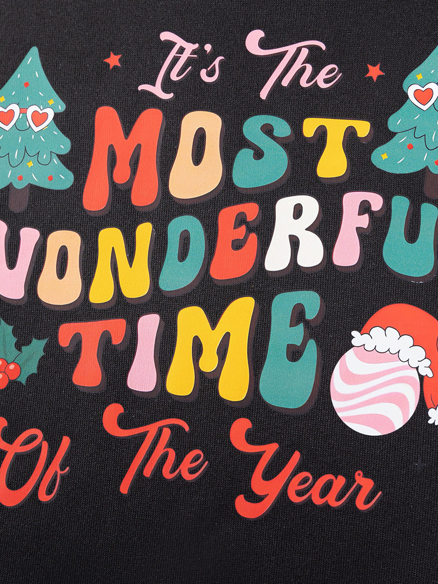 Christmas Girls' Top, Autumn Long-sleeve Kids' Hoodie, Fleece-lined Girls' Hoodie