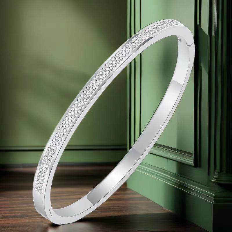 钛钢手镯女生高级感小众满天星不掉色镶钻精致排钻ins风满钻手环