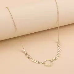 14K Gold Fashionable and Simple Leaf and Olive Branch Alloy Clavicle Chain Necklace European and American Cross-Border Jewelry Neck Chain