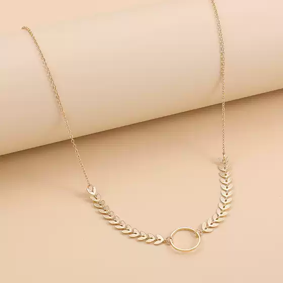 14K Gold Fashionable and Simple Leaf and Olive Branch Alloy Clavicle Chain Necklace European and American Cross-Border Jewelry Neck Chain