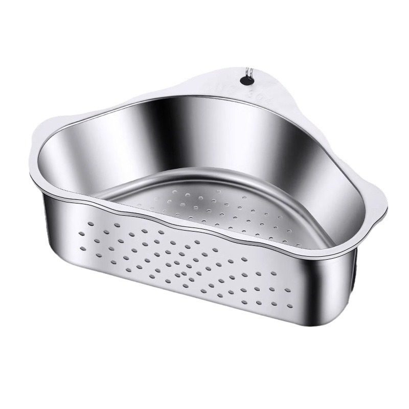 Stainless Steel Sink Drain Basket Kitchen Leftovers Filter Artifact Triangular Sink Net Drain Rack Storage Rack