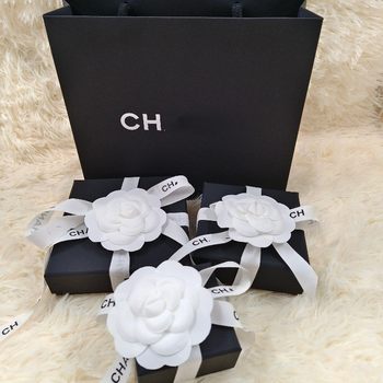 Xiaoxiang ch stud earrings packaging box gift bag handbag packaging box high-end packaging gift box black packaging
