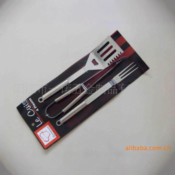 P-011Nk Bbq Tools Bbq Set, Bbq Fork Brush Clamp, Three-Piece Set Tube Handle Washing Card Combination Grill Tools