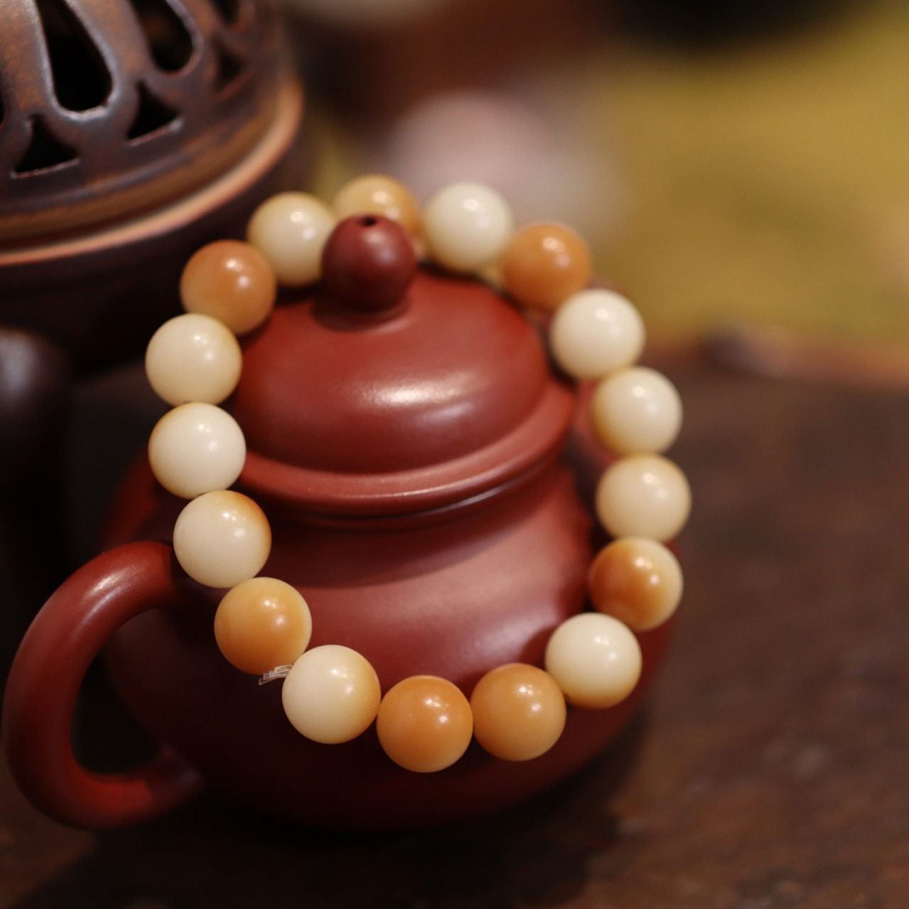 Natural gradient sunny water Bodhi root bracelet weathering White Jade Bodhi Buddha beads Wenwan Bodhi round finger bracelet wholesale