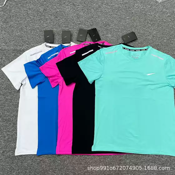 Summer Short-Sleeved Track and Field Training Sports Tops Marathon Men's and Women's Ice Silk Cross-Border Overseas Hook Joint