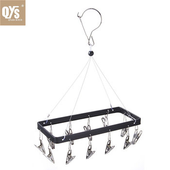 Qiyushi Windproof 12-clip Socks Rack Multi-functional Multi-clip Square Drying Rack Small Household Aluminum Alloy Socks Rack
