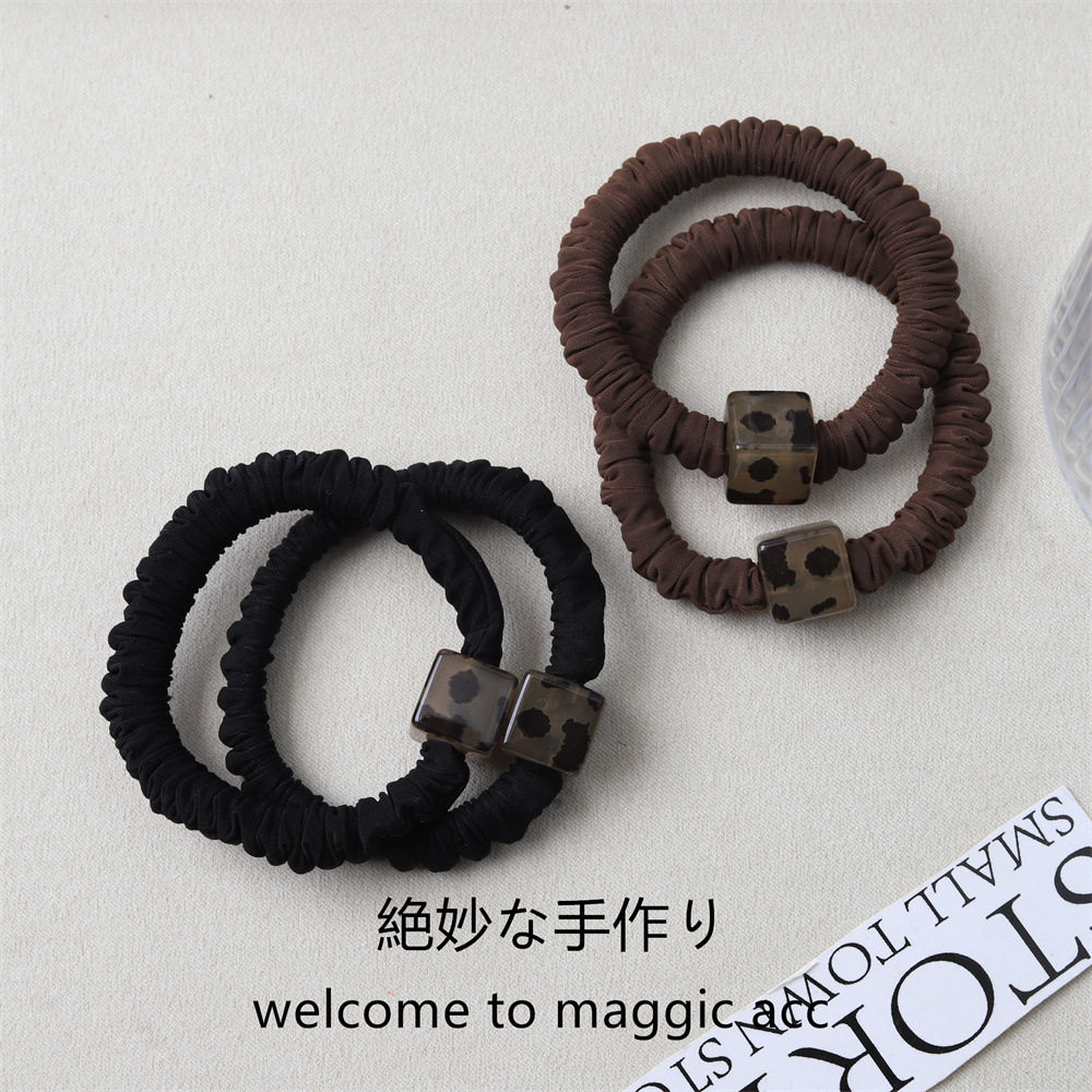 New Simple Square Leopard Hair Ring Marubeni Head Fashion Headline High-grade Ponytail Hair Rope Hair Strap Hair Accessories for Women