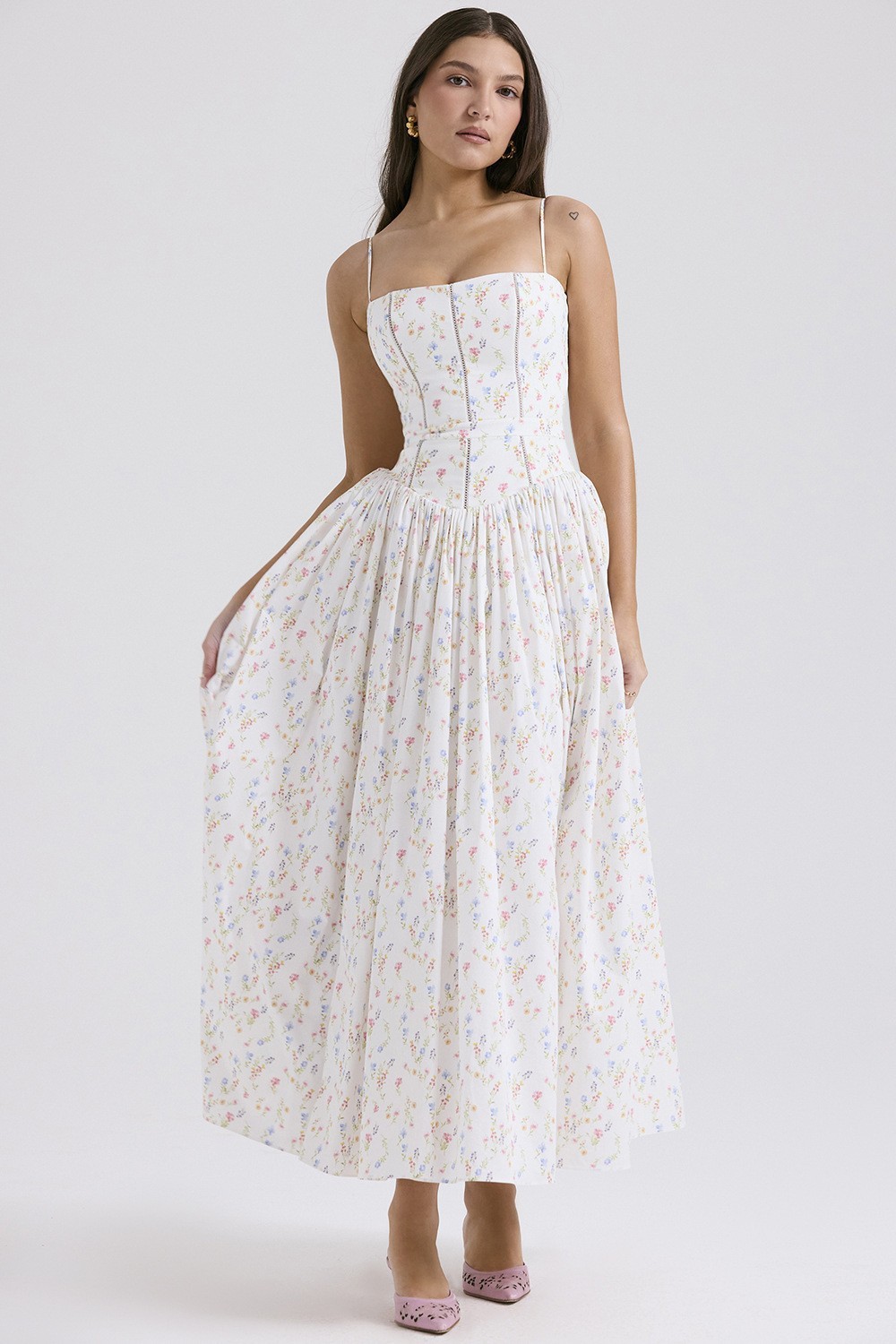 Floral Slip Dress Elegant Slim Fit Soft Fabric Perfect for Spring Summer Occasions Wholesale Available