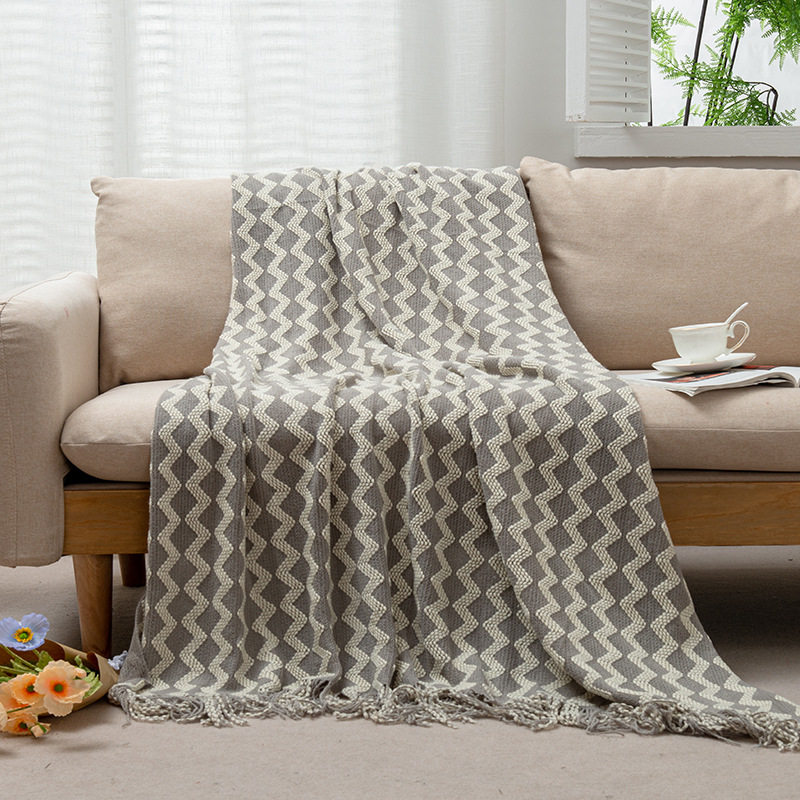 C14 Acid-Base Wave Knit Blanket Ins-Style Yarn Blanket Guesthouse Hotel Bed End Blanket Sofa Throw Blanket Four-Season Leisure Blanket