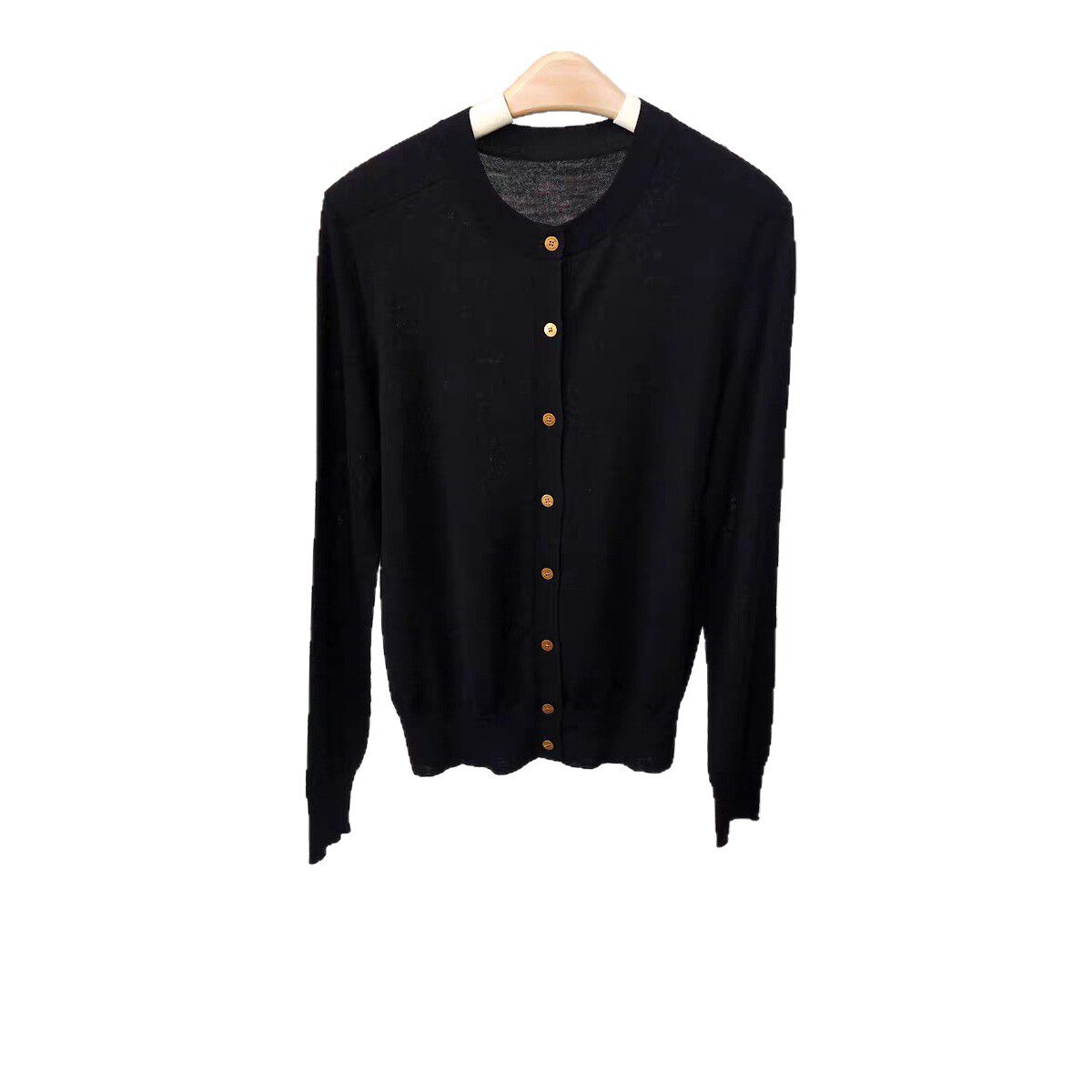 德国扬子纱100%美丽诺羊毛针织圆领开衫精纺60支外套秋冬薄款女25