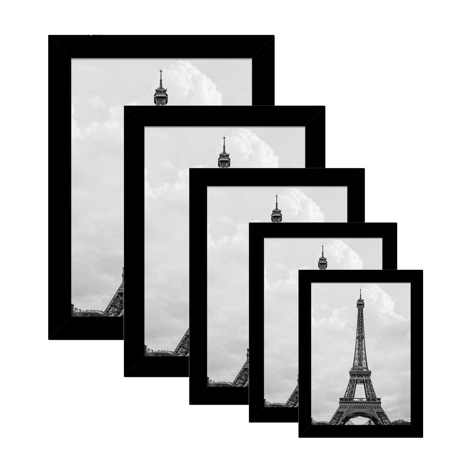 Cross-border new composite wood transparent photo frame diy memorial photo wall 5 pack combination frame ornaments gift wholesale