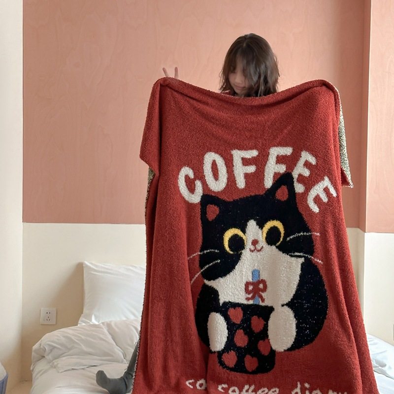 Cartoon American Cute Pet Cat Multifunctional Knitted Half Blanket Blanket Lunch Break Blanket Cover Blanket Thickened Blanket Bedroom