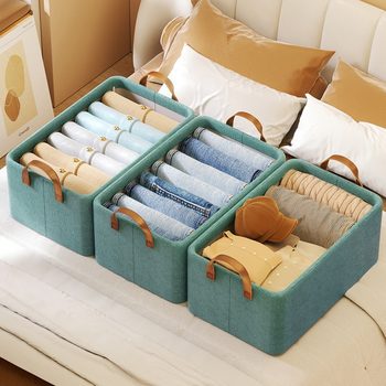 Clothes Storage Box Steel Frame Storage Box Household Fabric Storage Box Clothes Pants Underwear Foldable Tinker Box