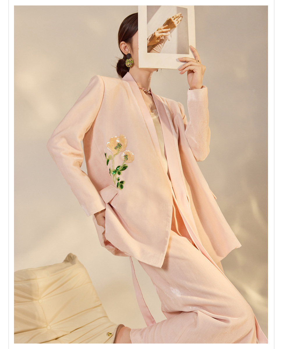 Bộ vest nữ dài tay thắt dây kèm chân váy chữ A dáng dài — Chân váy (giao hàng trong 7 ngày), Chân váy (giao hàng trong ngày), Áo khoác dây buộc (giao hàng trong 7 ngày), Áo khoác dây buộc (giao hàng trong ngày)