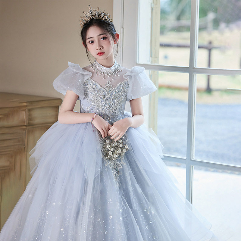 高端儿童礼服公主裙灰色级女童主持人生日宴会钢琴演奏六一演出服,淘宝优惠券,粉丝福利购,淘宝优惠卷