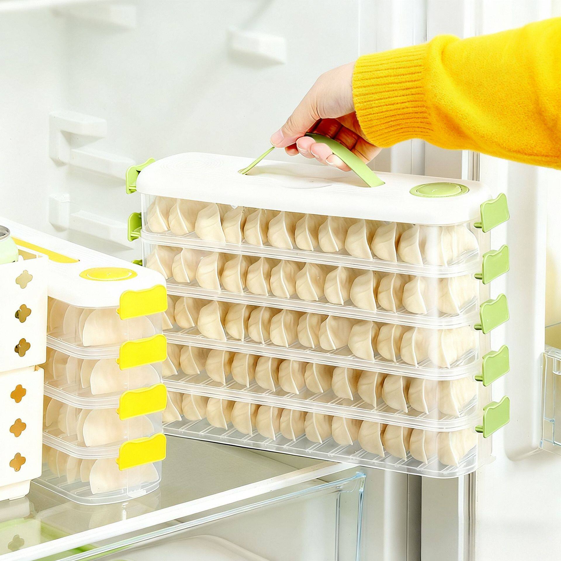 Narrow-Sided Dumpling Box for Frozen Dumplings, Multi-Layer Storage, Non-Stick Bottom, Large Capacity, Refrigerator Preservation, Sealed Dumpling Freezing Box